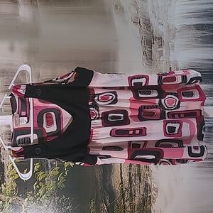 Kmode Womens 3X Super cute pink & black Geo abstract Fun stretchy tank top